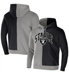 Men Las Vegas Raiders Black Grey Split Logo Pullover Hoodie Men Las Vegas Raiders Black Grey Split Logo Pullover Hoodie