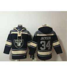 Men Las Vegas Raiders 34 Bo Jackson Black Ageless Must Have Lace Up Pullover Hoodie Men Las Vegas Raiders 34 Bo Jackson Black Ageless Must Have Lace Up Pullover Hoodie