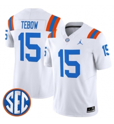 Men Florida Gators 15 Tim Tebow White 1960s Throwback F U S E Vapor Limited Stitched Football Jersey Men Florida Gators 15 Tim Tebow White 1960s Throwback F U S E Vapor Limited Stitched Football Jersey