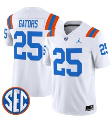 Men Florida Gators 25 Gators White 1960s Throwback F U S E Vapor Limited Stitched Football Jersey Men Florida Gators 25 Gators White 1960s Throwback F U S E Vapor Limited Stitched Football Jersey
