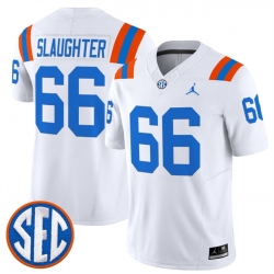 Men Florida Gators  66 Jake Slaughter White  1960s Throwback  F U S E  Vapor Limited Stitched Football Jersey