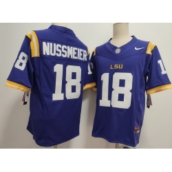 Men LSU Tigers#13 Garrett Nussmeier #18 Purple F U S E Jersey Men LSU Tigers#13 Garrett Nussmeier #18 Purple F U S E Jersey