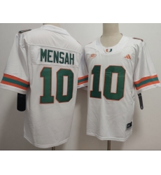 Men Miami Hurricanes 10 Darian Mensah White Stitched Football Jersey Men Miami Hurricanes 10 Darian Mensah White Stitched Football Jersey
