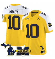 Men Michigan Wolverines 10 Tom Brady Maize Alternate F U S E 2025 Vapor Limited Stitched Football Jersey Men Michigan Wolverines 10 Tom Brady Maize Alternate F U S E 2025 Vapor Limited Stitched Football Jersey