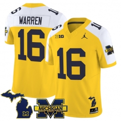 Men Michigan Wolverines  16 Davis Warren Maize Alternate F U S E  2025 Vapor Limited Stitched Football Jersey