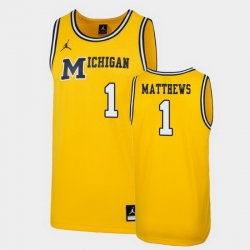 Michigan Wolverines Charles Matthews Maize Replica Men'S Jersey