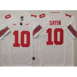 Men Ohio State Buckeyes #10 Julian Sayin White Stitched F U S E NCAA Jersey II Men Ohio State Buckeyes #10 Julian Sayin White Stitched F U S E NCAA Jersey II