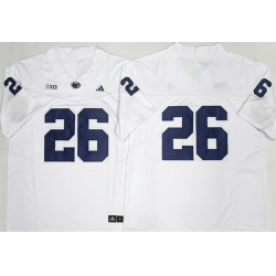 Men Penn State Nittany Lions  26 Saquon Barkley White No Name F U S E  Stitched Jersey