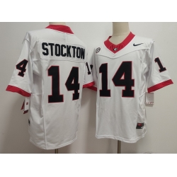Men Georgia Bulldogs Nike Gunner Stockton #14 White Home NCAA Football Men Georgia Bulldogs Nike Gunner Stockton #14 White Home NCAA Football