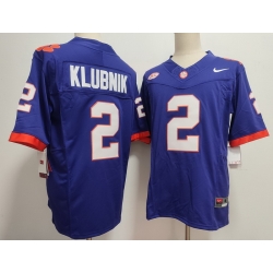 Men Clemson Tigers Purple #2 Cade Klubnik Stitched F U S E NCAA Jersey II