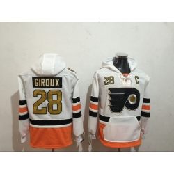 Men's Philadelphia Flyers 28 Claude Giroux White Stitched Hoody