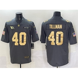 Men Arizona Cardinals 40 Pat Tillman Grey Gold Salute To Service Limited Stitched Jersey Men Arizona Cardinals 40 Pat Tillman Grey Gold Salute To Service Limited Stitched Jersey