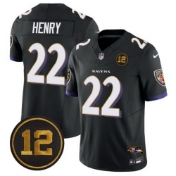Men Baltimore Ravens 22 Derrick Henry Black 2025 F U S E  Jacoby Jones Patch Vapor Limited Football Jersey Men Baltimore Ravens 22 Derrick Henry Black 2025 F U S E  Jacoby Jones Patch Vapor Limited Football Jersey
