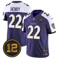 Men Baltimore Ravens 22 Derrick Henry Purple Alternate 2025 F U S E  Jacoby Jones Patch Vapor Limited Football Jersey Men Baltimore Ravens 22 Derrick Henry Purple Alternate 2025 F U S E  Jacoby Jones Patch Vapor Limited Football Jersey