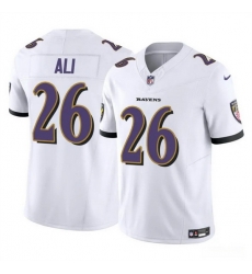 Men Baltimore Ravens 26 Rasheen Ali White 2025 F U S E  Vapor Limited Football Jersey Men Baltimore Ravens 26 Rasheen Ali White 2025 F U S E  Vapor Limited Football Jersey