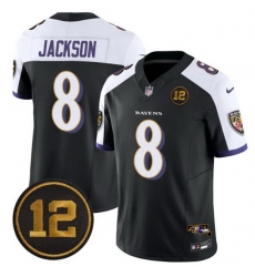 Men Baltimore Ravens 8 Lamar Jackson Black Alternate 2025 F U S E  Jacoby Jones Patch Vapor Limited Football Jersey Men Baltimore Ravens 8 Lamar Jackson Black Alternate 2025 F U S E  Jacoby Jones Patch Vapor Limited Football Jersey