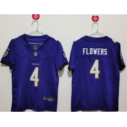 Women Baltimore Ravens 4 Zay Flowers Purple Vapor Football Jersey  Women Baltimore Ravens 4 Zay Flowers Purple Vapor Football Jersey