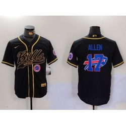 Men Buffalo Bills 17 Josh Allen Black Cool Base Stitched Baseball Jersey 5 Men Buffalo Bills 17 Josh Allen Black Cool Base Stitched Baseball Jersey 5