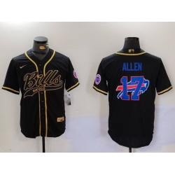 Men Buffalo Bills 17 Josh Allen Black Cool Base Stitched Baseball Jersey Men Buffalo Bills 17 Josh Allen Black Cool Base Stitched Baseball Jersey