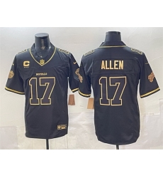 Men Buffalo Bills 17 Josh Allen Black Gold 2025 F U S E Rivalries With 4 Star C Patch Vapor Limited Stitched Football Jersey