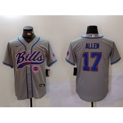 Men Buffalo Bills 17 Josh Allen Grey Team Cool Base Stitched Baseball Jersey 5 Men Buffalo Bills 17 Josh Allen Grey Team Cool Base Stitched Baseball Jersey 5
