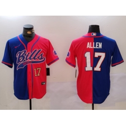Men Buffalo Bills 17 Josh Allen Red Blue Team Cool Base Stitched Baseball Jersey Men Buffalo Bills 17 Josh Allen Red Blue Team Cool Base Stitched Baseball Jersey