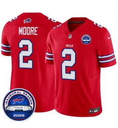 Men Buffalo Bills  2 D J  Moore Red F U S E  2026 Inaugural Season at Highmark Stadium Stitched Football Jersey