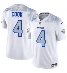 Men Buffalo Bills 4 James Cook White 2025 F U S E Rivalries Vapor Untouchable Limited Stitched Football Jersey