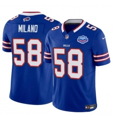 Men Buffalo Bills 58 Matt Milano Blue 2025 F U S E  With Farewell Patch Vapor Untouchable Limited Stitched Football Jersey Men Buffalo Bills 58 Matt Milano Blue 2025 F U S E  With Farewell Patch Vapor Untouchable Limited Stitched Football Jersey
