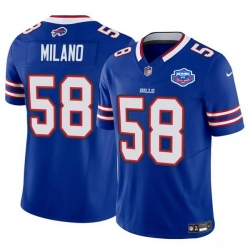 Men Buffalo Bills 58 Matt Milano Blue 2025 F U S E  With Farewell Patch Vapor Untouchable Limited Stitched Football Jersey Men Buffalo Bills 58 Matt Milano Blue 2025 F U S E  With Farewell Patch Vapor Untouchable Limited Stitched Football Jersey