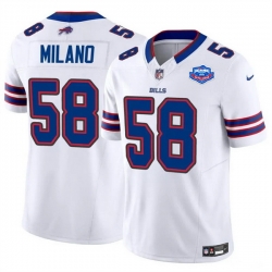 Men Buffalo Bills 58 Matt Milano Matt Milano White 2025 F U S E  With Farewell Patch Vapor Untouchable Limited Stitched Football Jersey Men Buffalo Bills 58 Matt Milano Matt Milano White 2025 F U S E  With Farewell Patch Vapor Untouchable Limited Stitched Football Jersey
