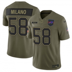 Men Buffalo Bills 58 Matt Milano Olive 2025 F U S E  Salute to Service Limited Stitched Football Jersey Men Buffalo Bills 58 Matt Milano Olive 2025 F U S E  Salute to Service Limited Stitched Football Jersey