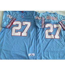 Men Tennessee Oilers 27 Eddie George Light Blue Throwback Stitched Jersey Men Tennessee Oilers 27 Eddie George Light Blue Throwback Stitched Jersey
