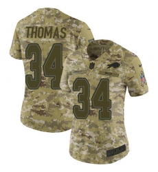 Nike Bills #34 Thurman Thomas Camo Women Stitched NFL Limited 2018 Salute to Service Jersey