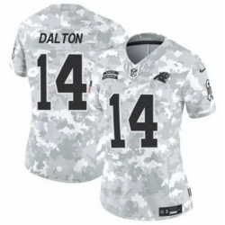 Women Carolina Panthers 14 Andy Dalton 2024 F U S E Arctic Camo Salute To Service Limited Stitched Football Jersey