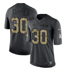 Nike Panthers #30 Stephen Curry Black Youth Stitched NFL Limited 2016 Salute to Service Jersey