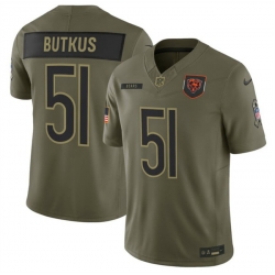 Men Chicago Bears 51 Dick Butkus Olive 2025 F U S E  Salute to Service Limited Stitched Football Jersey Men Chicago Bears 51 Dick Butkus Olive 2025 F U S E  Salute to Service Limited Stitched Football Jersey