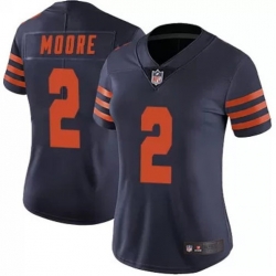 Women Chicago Bears 2 DJ Moore Navy Vapor Limited Stitched NFL Jersey