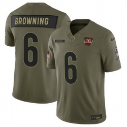 Men Cincinnati Bengals 6 Jake Browning Olive 2025 F U S E  Salute to Service Limited Stitched Football Jersey Men Cincinnati Bengals 6 Jake Browning Olive 2025 F U S E  Salute to Service Limited Stitched Football Jersey