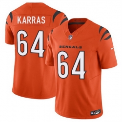 Men Cincinnati Bengals 64 Ted Karras Orange 2025 F U S E  Vapor Untouchable Limited Stitched Football Jersey Men Cincinnati Bengals 64 Ted Karras Orange 2025 F U S E  Vapor Untouchable Limited Stitched Football Jersey