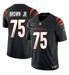 Men Cincinnati Bengals 75 Orlando Brown Jr Black 2025 F U S E  With 2 Star C Patch Vapor Untouchable Limited Stitched Football Jersey Men Cincinnati Bengals 75 Orlando Brown Jr Black 2025 F U S E  With 2 Star C Patch Vapor Untouchable Limited Stitched Football Jersey