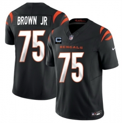Men Cincinnati Bengals 75 Orlando Brown Jr Black 2025 F U S E  With 2 Star C Patch Vapor Untouchable Limited Stitched Football Jersey Men Cincinnati Bengals 75 Orlando Brown Jr Black 2025 F U S E  With 2 Star C Patch Vapor Untouchable Limited Stitched Football Jersey