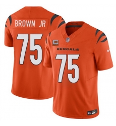 Men Cincinnati Bengals 75 Orlando Brown Jr Orange 2025 F U S E  With 2 Star C Patch Vapor Untouchable Limited Stitched Football Jersey Men Cincinnati Bengals 75 Orlando Brown Jr Orange 2025 F U S E  With 2 Star C Patch Vapor Untouchable Limited Stitched Football Jersey
