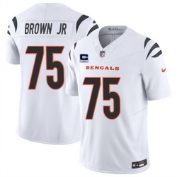 Men Cincinnati Bengals 75 Orlando Brown Jr White 2025 F U S E  With 2 Star C Patch Vapor Untouchable Limited Stitched Football Jersey Men Cincinnati Bengals 75 Orlando Brown Jr White 2025 F U S E  With 2 Star C Patch Vapor Untouchable Limited Stitched Football Jersey