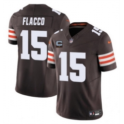 Men Cleveland Browns 15 Joe Flacco Brown 2025 F U S E  With 1 Star C Patch Vapor Limited Stitched Football Jersey Men Cleveland Browns 15 Joe Flacco Brown 2025 F U S E  With 1 Star C Patch Vapor Limited Stitched Football Jersey