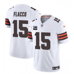 Men Cleveland Browns 15 Joe Flacco White 2025 F U S E  With 1 Star C Patch Vapor Limited Stitched Football Jersey Men Cleveland Browns 15 Joe Flacco White 2025 F U S E  With 1 Star C Patch Vapor Limited Stitched Football Jersey