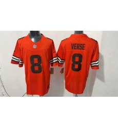 Men Cleveland Browns 8 Jared Verse Orange 2026 Vapor Limited Stitched Football Jersey Men Cleveland Browns 8 Jared Verse Orange 2026 Vapor Limited Stitched Football Jersey