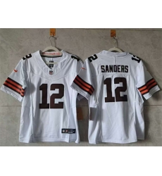 Women Cleveland Browns 12 Shedeur Sanders White 2024 F U S E  Stitched Jersey  Women Cleveland Browns 12 Shedeur Sanders White 2024 F U S E  Stitched Jersey