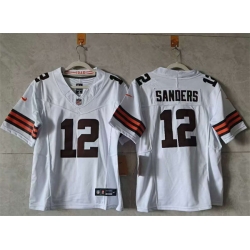 Women Cleveland Browns 12 Shedeur Sanders White 2024 F U S E  Stitched Jersey  Women Cleveland Browns 12 Shedeur Sanders White 2024 F U S E  Stitched Jersey