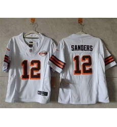 Women Cleveland Browns 12 Shedeur Sanders White 2025 Draft 1946 Collection F U S E  Stitched Jersey  Women Cleveland Browns 12 Shedeur Sanders White 2025 Draft 1946 Collection F U S E  Stitched Jersey